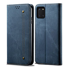 Handytasche Stand Schutzhülle Stoff B02S für Samsung Galaxy Note 10 Lite Blau