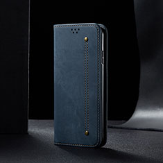 Handytasche Stand Schutzhülle Stoff B02S für Xiaomi Redmi 9 Activ Blau