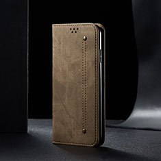 Handytasche Stand Schutzhülle Stoff B02S für Xiaomi Redmi 9AT Kahki