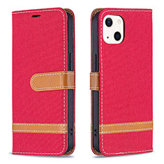 Handytasche Stand Schutzhülle Stoff für Apple iPhone 13 Rot