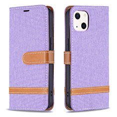 Handytasche Stand Schutzhülle Stoff für Apple iPhone 13 Violett