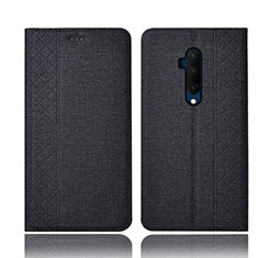 Handytasche Stand Schutzhülle Stoff für OnePlus 7T Pro 5G Schwarz