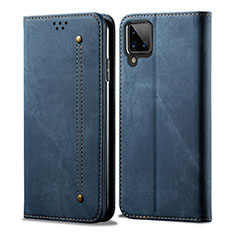 Handytasche Stand Schutzhülle Stoff für Samsung Galaxy A12 Nacho Blau