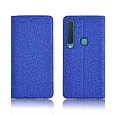 Handytasche Stand Schutzhülle Stoff für Samsung Galaxy A9 Star Pro Blau