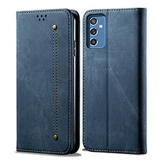 Handytasche Stand Schutzhülle Stoff für Samsung Galaxy M52 5G Blau