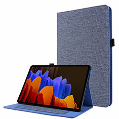 Handytasche Stand Schutzhülle Stoff für Samsung Galaxy Tab S7 11 Wi-Fi SM-T870 Blau