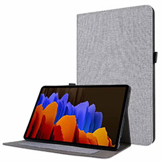 Handytasche Stand Schutzhülle Stoff für Samsung Galaxy Tab S7 4G 11 SM-T875 Grau