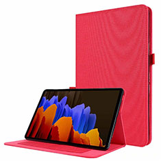 Handytasche Stand Schutzhülle Stoff für Samsung Galaxy Tab S7 4G 11 SM-T875 Rot