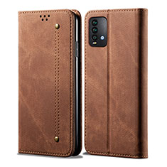 Handytasche Stand Schutzhülle Stoff für Xiaomi Redmi Note 9 4G Braun