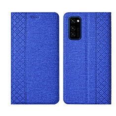 Handytasche Stand Schutzhülle Stoff H01 für Huawei Honor View 30 Pro 5G Blau