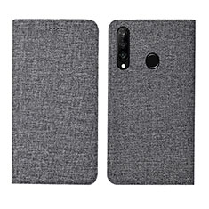 Handytasche Stand Schutzhülle Stoff H01 für Huawei Nova 4e Grau