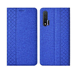 Handytasche Stand Schutzhülle Stoff H01 für Huawei Nova 6 5G Blau