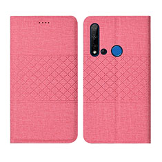 Handytasche Stand Schutzhülle Stoff H01 für Huawei P20 Lite (2019) Rosa