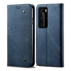 Handytasche Stand Schutzhülle Stoff H01 für Huawei P40 Pro Blau