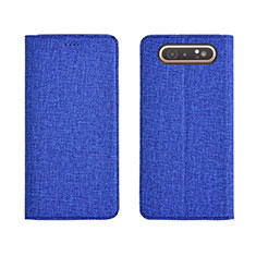 Handytasche Stand Schutzhülle Stoff H01 für Samsung Galaxy A90 4G Blau