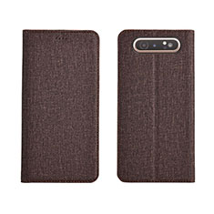 Handytasche Stand Schutzhülle Stoff H01 für Samsung Galaxy A90 4G Braun