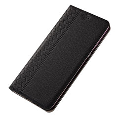 Handytasche Stand Schutzhülle Stoff H01 für Samsung Galaxy A90 5G Schwarz