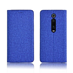 Handytasche Stand Schutzhülle Stoff H01 für Xiaomi Mi 9T Blau