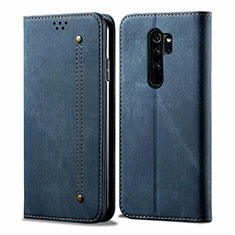 Handytasche Stand Schutzhülle Stoff H01 für Xiaomi Redmi Note 8 Pro Blau