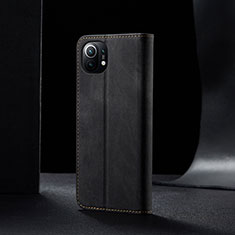 Handytasche Stand Schutzhülle Stoff H02 für Xiaomi Mi 11 5G Schwarz