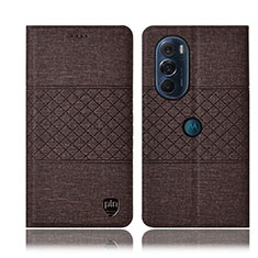 Handytasche Stand Schutzhülle Stoff H12P für Motorola Moto Edge Plus (2022) 5G Braun