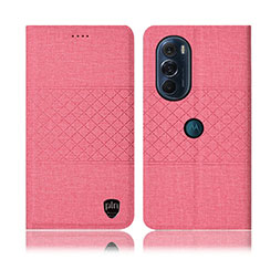 Handytasche Stand Schutzhülle Stoff H12P für Motorola Moto Edge Plus (2022) 5G Rosa