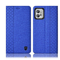 Handytasche Stand Schutzhülle Stoff H12P für Motorola Moto G32 Blau