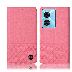 Handytasche Stand Schutzhülle Stoff H12P für Oppo A1 Pro 5G Rosa