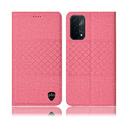 Handytasche Stand Schutzhülle Stoff H12P für Oppo A93 5G Rosa