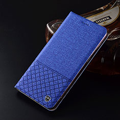 Handytasche Stand Schutzhülle Stoff H12P für Xiaomi Redmi Note 9 4G Blau