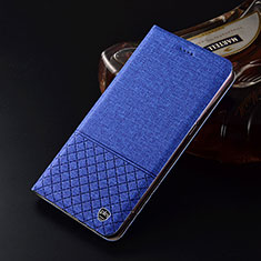 Handytasche Stand Schutzhülle Stoff H12P für Xiaomi Redmi Note 9 Blau