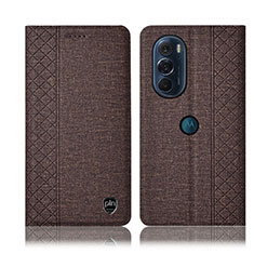 Handytasche Stand Schutzhülle Stoff H13P für Motorola Moto Edge Plus (2022) 5G Braun