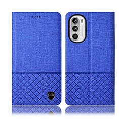 Handytasche Stand Schutzhülle Stoff H13P für Motorola Moto G71s 5G Blau