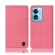 Handytasche Stand Schutzhülle Stoff H13P für Oppo A1 5G Rosa