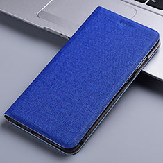 Handytasche Stand Schutzhülle Stoff H13P für Xiaomi Redmi Note 9 Pro Blau