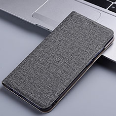 Handytasche Stand Schutzhülle Stoff H13P für Xiaomi Redmi Note 9S Grau