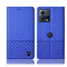 Handytasche Stand Schutzhülle Stoff H14P für Motorola Moto S30 Pro 5G Blau