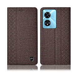 Handytasche Stand Schutzhülle Stoff H14P für Oppo A1x 5G Braun