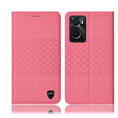 Handytasche Stand Schutzhülle Stoff H14P für Oppo A76 Rosa