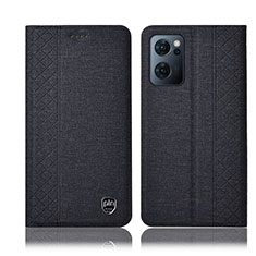 Handytasche Stand Schutzhülle Stoff H14P für Oppo Find X5 Lite 5G Schwarz