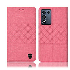 Handytasche Stand Schutzhülle Stoff H14P für Realme Q3s 5G Rosa