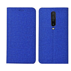 Handytasche Stand Schutzhülle Stoff L01 für Xiaomi Poco X2 Blau