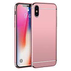 Hülle Luxus Metall Rahmen und Kunststoff M01 für Apple iPhone Xs Rosegold