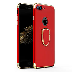 Hülle Luxus Metall Rahmen und Kunststoff mit Fingerring Ständer A03 für Apple iPhone 7 Plus Rot