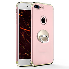 Hülle Luxus Metall Rahmen und Kunststoff mit Fingerring Ständer A04 für Apple iPhone 7 Plus Rosa