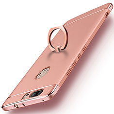 Hülle Luxus Metall Rahmen und Kunststoff mit Fingerring Ständer für Huawei Honor V8 Rosegold