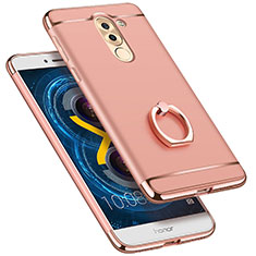 Hülle Luxus Metall Rahmen und Kunststoff mit Fingerring Ständer für Huawei Mate 9 Lite Rosegold