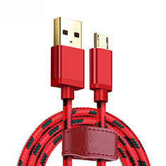 Kabel Micro USB Android Universal A14 für Handy Zubehoer Kfz Ladekabel Rot