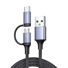 Kabel Type-C und Mrico USB Android Universal 3A H01 für Apple iPhone 15 Pro Dunkelgrau