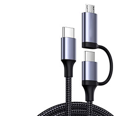 Kabel Type-C USB-C auf Type-C USB-C 60W H03 für Apple iPhone 15 Plus Dunkelgrau